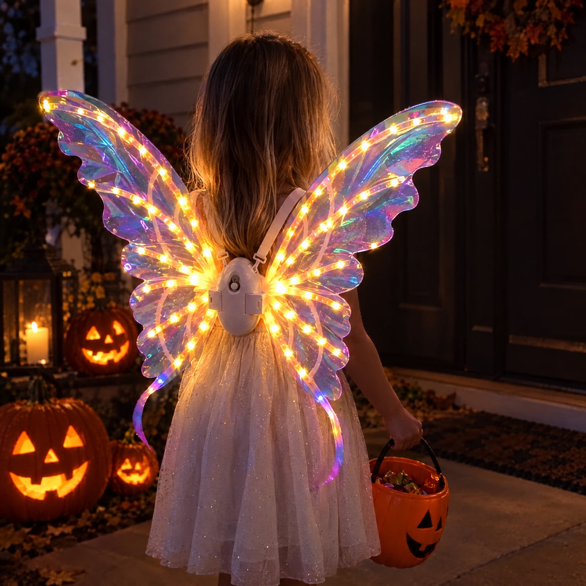 The fairy wings glowing at night
