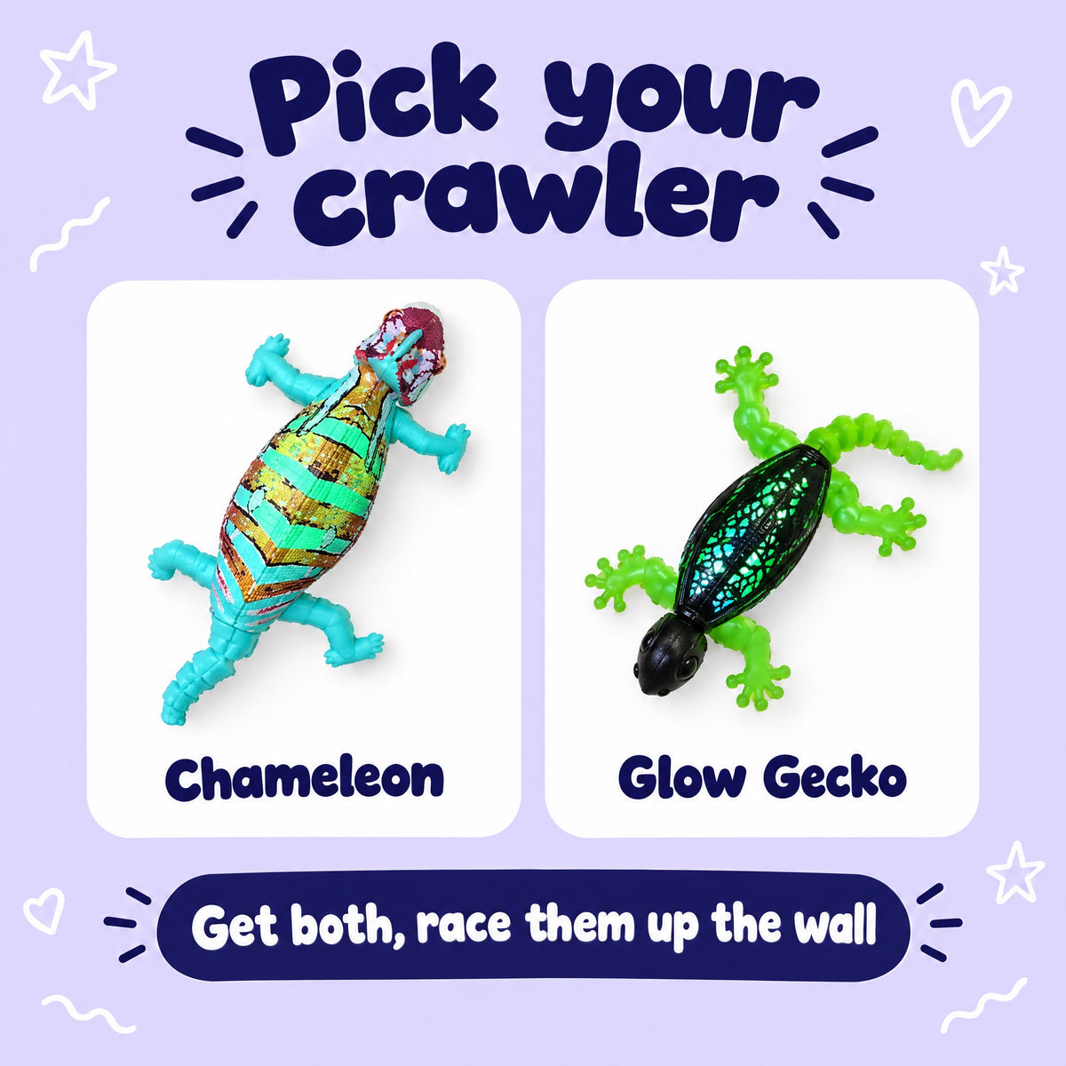 Chameleon and Glow Gecko side by side